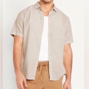 H&M Linen Short Sleeves Button Pocket Casual Shirt XL
